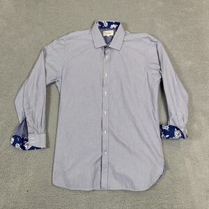 Ted Baker London Endurance Men's Blue Plaid Button Up Long Sleeve Shirt 16 32/33